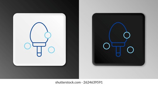 Line Racket for playing table tennis icon isolated on grey background. Colorful outline concept. Vector
