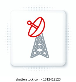 Line Radar icon isolated on white background. Military search system. Colorful outline concept. Vector