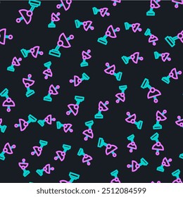 Line Radar icon isolated seamless pattern on black background. Search system. Satellite sign.  Vector