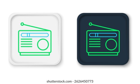 Line Radio com ícone de antena isolado no fundo branco. Conceito de contorno colorido. Vetor