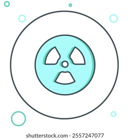 Line Radioactive icon isolated on white background. Radioactive toxic symbol. Radiation hazard sign. Colorful outline concept. Vector