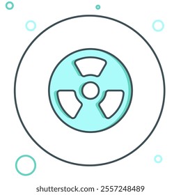 Line Radioactive icon isolated on white background. Radioactive toxic symbol. Radiation Hazard sign. Colorful outline concept. Vector