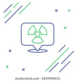 Line Radioactive in location icon isolated on white background. Radioactive toxic symbol. Radiation Hazard sign. Colorful outline concept. Vector