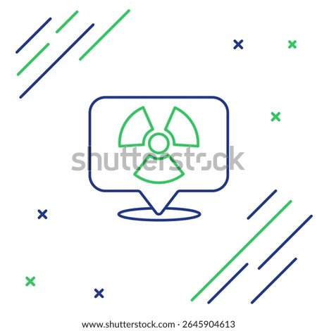 Line Radioactive in location icon isolated on white background. Radioactive toxic symbol. Radiation Hazard sign. Colorful outline concept. Vector