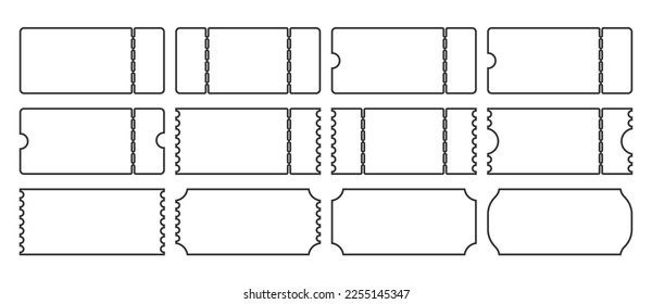 Line Raffle ticket Symbol. Blank Template Tickets