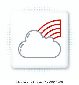 Line Rainbow with clouds icon isolated on white background. Colorful outline concept. Vector