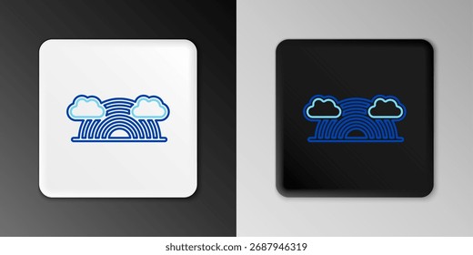 Línea arco iris con el icono de las nubes aislado en fondo gris. Concepto de contorno colorido. Vector