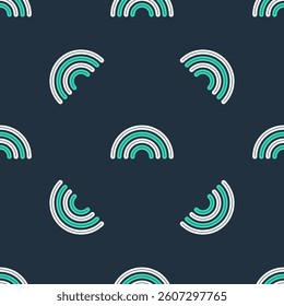 Line Rainbow icon isolated seamless pattern on black background.  Vector