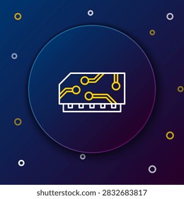 Line RAM, random access memory icon isolated on blue background. Colorful outline concept. Vector