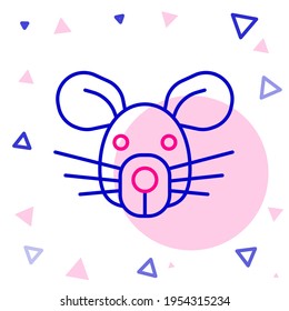 Line Rat head icon isolated on white background. Mouse sign. Animal symbol. Colorful outline concept. Vector