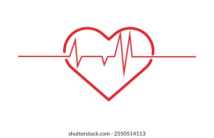 Frecuencia de línea latidos cardíacos. Vigilar el ritmo cardíaco y el ritmo cardíaco. Electrocardiograma de corazón y pulso para monitorear la salud, cardiograma. Ilustración vectorial.