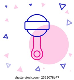 Linha Rattle ícone de brinquedo bebê isolado no fundo branco. Sinal de saco de feijão. Conceito de contorno colorido. Vetor