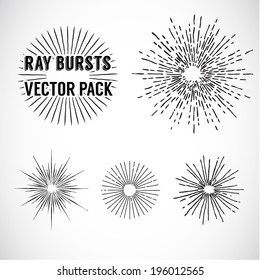 Line Ray Burst. vintage style  - vector set