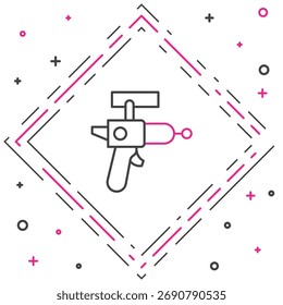 Icono de la pistola de rayo de línea aislado sobre fondo blanco. Arma láser. Lanzador espacial. Concepto de contorno colorido. Vector