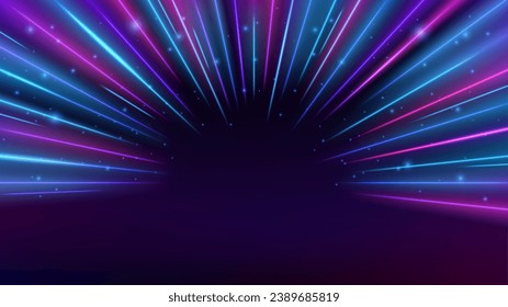 Line Rays Zoom in Motion Effect, Light Color Trails, Landing Page. Vector Illustration