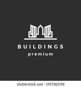 Line real estate  building  apartment  palace  house architecture logo. On black background