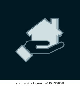 Line Realtor icon isolated on black background. Buying house. Flat filled outline style with shadow. Vector