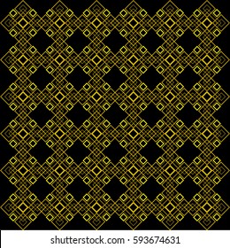 Line a rectangular pattern in gold on a black background. vector illustration wallpaper design.