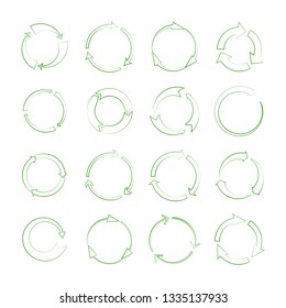 Line recycle arrows vector signs isolated on white background. Illustration of arrow recycle, recycling eco