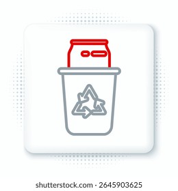 Line Recycle bin with recycle symbol and can icon isolated on white background. Trash can icon. Garbage bin sign. Recycle basket sign. Colorful outline concept. Vector