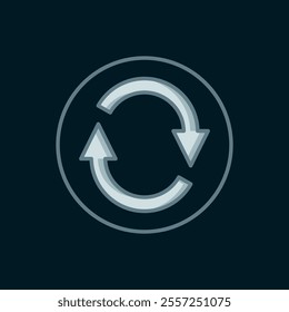 Line Recycle symbol icon isolated on black background. Circular arrow icon. Environment recyclable go green. Flat filled outline style with shadow. Vector