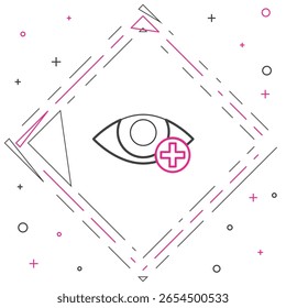 Line Red eye effect icon isolated on white background. Eye redness sign. Inflammatory disease of eyes. Colorful outline concept. Vector Illustration