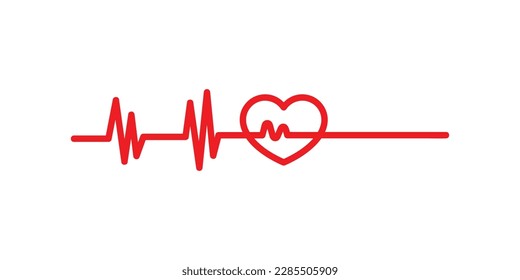 Line red heart rate graph illustration