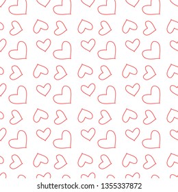 Line red Heart seamless pattern. Colorful hearts. Packaging design for gift wrap. Abstract geometric modern background. Vector illustration. Art deco style. Heart seamless pattern