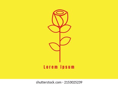LINIE DES ROTEN ROSE FLOWER BILD LOGO. VEKTORTEMPLATIONEN
