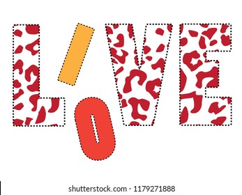 line red text black and white tee patch art vector 