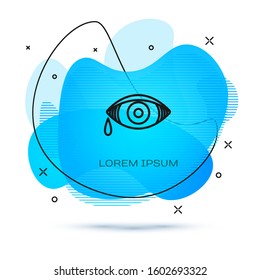 Line Reddish eye due to viral, bacterial or allergic conjunctivitis icon isolated on white background. Abstract banner with liquid shapes. Vector Illustration