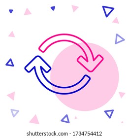 Line Refresh icon isolated on white background. Reload symbol. Rotation arrows in a circle sign. Colorful outline concept. Vector Illustration