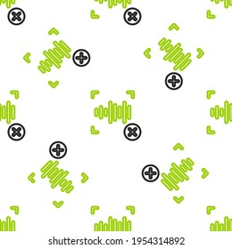 Line Rejection voice recognition icon isolated seamless pattern on white background. Voice biometric access authentication for personal identity recognition.  Vector