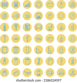 Line relief style business icon set