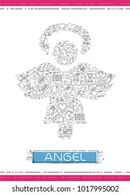 Line religion icons are grouped in Angel