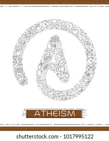 Line religion icons are grouped in Atheism