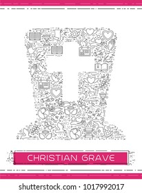 Line religion icons are grouped in Christian Grave