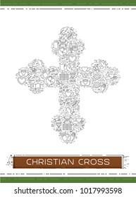Line religion icons are grouped in Christian Cross