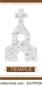 Line religion icons are grouped in Church