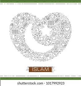 Line religion icons are grouped in Islam Heart