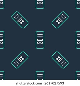 Line Remote control icon isolated seamless pattern on black background.  Vector