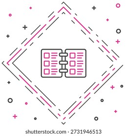 Icono del menú de la cafetería del restaurante aislado en el fondo blanco. Concepto de contorno colorido. Vector