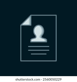 Line Resume icon isolated on black background. CV application. Searching professional staff. Analyzing personnel resume. Flat filled outline style with shadow. Vector