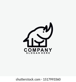 Line Rhino Logo Design Template. Modern Design. Vector Illustration