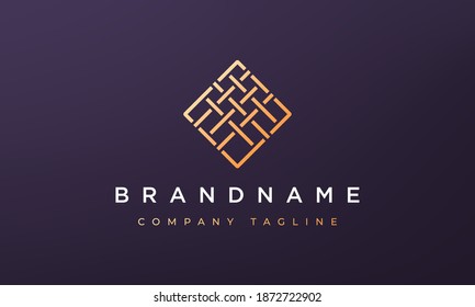 Line rhombus geometry logo concept in a line art style