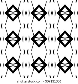 Line rhombus vector seamless pattern. Repeating geometric tiles. Modern stylish texture. Monochrome arabic, aztec design. Hand drawn tribe motif.
