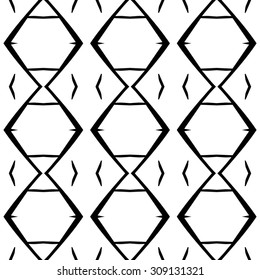 Line rhombus vector seamless pattern. Repeating geometric tiles. Modern stylish texture. Monochrome arabic, aztec design. Hand drawn tribe motif.
