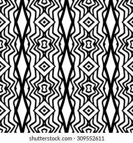 Line rhombus vector seamless pattern. Repeating geometric tiles. Modern stylish texture. Monochrome arabic, aztec design. Hand drawn tribe motif.