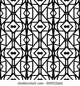 Line rhombus vector seamless pattern. Repeating geometric tiles. Modern stylish texture. Monochrome arabic, aztec design. Hand drawn tribe motif.