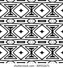 Line rhombus vector seamless pattern. Repeating geometric tiles. Modern stylish texture. Monochrome arabic, aztec design. Hand drawn tribe motif.